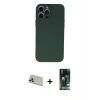 MARSİLYAN™- iPhone 13 Pro Max Kılıf Ahenk Serisi - Şeffaf 360 Full Body Arka Koruyucu + Rose Gold Rainbow Kamera Lens Koruma Cam