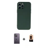 MARSİLYAN™- iPhone 13 Pro Max Kılıf Ahenk Serisi - Şeffaf Maxco Cam Ekran Koruyucu + Neon Fosforlu Kamera Lens - BZ