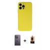 MARSİLYAN™- iPhone 13 Pro Max Kılıf Ahenk Serisi - Şeffaf Maxco Cam Ekran Koruyucu + Neon Fosforlu Kamera Lens - BZ