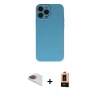 MARSİLYAN™- iPhone 13 Pro Max Kılıf Ahenk Serisi - Şeffaf Maxco Cam Ekran Koruyucu + Gökkuşağı Pers Alüminyum Kamera Lens