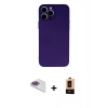MARSİLYAN™- iPhone 13 Pro Max Kılıf Ahenk Serisi - Şeffaf Maxco Cam Ekran Koruyucu + Gökkuşağı Pers Alüminyum Kamera Lens
