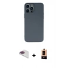 MARSİLYAN™- iPhone 13 Pro Max Kılıf Ahenk Serisi - Şeffaf Maxco Cam Ekran Koruyucu + Gökkuşağı Pers Alüminyum Kamera Lens