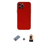 MARSİLYAN™- iPhone 13 Pro Max Kılıf Ahenk Serisi - Şeffaf Maxco Cam Ekran Koruyucu + Metal Kamera Lens Koruma Cam - KI