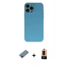 MARSİLYAN™- iPhone 13 Pro Max Kılıf Ahenk Serisi - Şeffaf Maxco Cam Ekran Koruyucu + Metal Kamera Lens Koruma Cam - KI