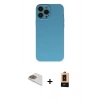 MARSİLYAN™- iPhone 13 Pro Max Kılıf Ahenk Serisi - Şeffaf Maxco Cam Ekran Koruyucu + Pers Alüminyum Kamera Lens - GD