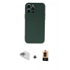 MARSİLYAN™- iPhone 13 Pro Max Kılıf Ahenk Serisi - Şeffaf Maxco Cam Ekran Koruyucu + Pers Alüminyum Kamera Lens - SABE