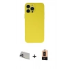 MARSİLYAN™- iPhone 13 Pro Max Kılıf Ahenk Serisi - Şeffaf Maxco Cam Ekran Koruyucu + Rainbow Kamera Lens Koruma Cam - MR