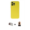 MARSİLYAN™- iPhone 13 Pro Max Kılıf Ahenk Serisi - Şeffaf Maxco Cam Ekran Koruyucu + Rainbow Kamera Lens Koruma Cam - KI