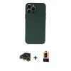 MARSİLYAN™- iPhone 13 Pro Max Kılıf Ahenk Serisi - Şeffaf Maxco Cam Ekran Koruyucu + Raze Metal Kamera Lens - GD