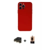 MARSİLYAN™- iPhone 13 Pro Max Kılıf Ahenk Serisi - Şeffaf Maxco Cam Ekran Koruyucu + Raze Metal Kamera Lens - GD