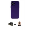 MARSİLYAN™- iPhone 13 Pro Max Kılıf Ahenk Serisi - Şeffaf Maxco Cam Ekran Koruyucu + Raze Metal Kamera Lens - GD