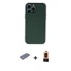 MARSİLYAN™- iPhone 13 Pro Max Kılıf Ahenk Serisi - Şeffaf Maxco Cam Ekran Koruyucu + Renkli Kamera Lens Koruma Cam - SI