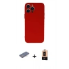 MARSİLYAN™- iPhone 13 Pro Max Kılıf Ahenk Serisi - Şeffaf Maxco Cam Ekran Koruyucu + Renkli Kamera Lens Koruma Cam - MI
