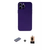 MARSİLYAN™- iPhone 13 Pro Max Kılıf Ahenk Serisi - Şeffaf Maxco Cam Ekran Koruyucu + Renkli Kamera Lens Koruma Cam - PE