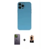 MARSİLYAN™- iPhone 13 Pro Max Kılıf Ahenk Serisi - Şeffaf Maxco Cam Ekran Koruyucu + Neon Fosforlu Kamera Lens - YL