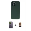 MARSİLYAN™- iPhone 13 Pro Max Kılıf Ahenk Serisi - Şeffaf Maxco Cam Ekran Koruyucu + Neon Fosforlu Kamera Lens - YL