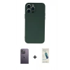 MARSİLYAN™- iPhone 13 Pro Max Kılıf Ahenk Serisi - Şeffaf Pasifik Cam Ekran Koruyucu + Neon Fosforlu Kamera Lens - BZ