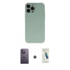 MARSİLYAN™- iPhone 13 Pro Max Kılıf Ahenk Serisi - Şeffaf Pasifik Cam Ekran Koruyucu + Neon Fosforlu Kamera Lens - BZ