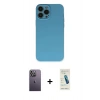 MARSİLYAN™- iPhone 13 Pro Max Kılıf Ahenk Serisi - Şeffaf Pasifik Cam Ekran Koruyucu + Neon Fosforlu Kamera Lens - BZ