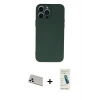 MARSİLYAN™- iPhone 13 Pro Max Kılıf Ahenk Serisi - Şeffaf Pasifik Cam Ekran Koruyucu + Rainbow Kamera Lens Koruma Cam - BZ