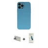 MARSİLYAN™- iPhone 13 Pro Max Kılıf Ahenk Serisi - Şeffaf Pasifik Cam Ekran Koruyucu + Rainbow Kamera Lens Koruma Cam - BZ
