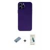 MARSİLYAN™- iPhone 13 Pro Max Kılıf Ahenk Serisi - Şeffaf Pasifik Cam Ekran Koruyucu + Shine Kamera Lens Koruma Cam - GI