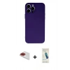 MARSİLYAN™- iPhone 13 Pro Max Kılıf Ahenk Serisi - Şeffaf Pasifik Cam Ekran Koruyucu + Pers Alüminyum Kamera Lens - KI