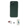 MARSİLYAN™- iPhone 13 Pro Max Kılıf Ahenk Serisi - Şeffaf Pasifik Cam Ekran Koruyucu + Pers Alüminyum Kamera Lens - KI