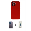 MARSİLYAN™- iPhone 13 Pro Max Kılıf Ahenk Serisi - Şeffaf Pasifik Cam Ekran Koruyucu + Neon Fosforlu Kamera Lens - MI
