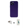 MARSİLYAN™- iPhone 13 Pro Max Kılıf Ahenk Serisi - Şeffaf Pasifik Cam Ekran Koruyucu + Pers Alüminyum Kamera Lens - GD