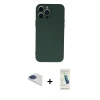 MARSİLYAN™- iPhone 13 Pro Max Kılıf Ahenk Serisi - Şeffaf Pasifik Cam Ekran Koruyucu + Pers Alüminyum Kamera Lens - LT