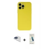 MARSİLYAN™- iPhone 13 Pro Max Kılıf Ahenk Serisi - Şeffaf Pasifik Cam Ekran Koruyucu + Pers Alüminyum Kamera Lens - LT