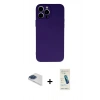 MARSİLYAN™- iPhone 13 Pro Max Kılıf Ahenk Serisi - Şeffaf Pasifik Cam Ekran Koruyucu + Pers Alüminyum Kamera Lens - LT