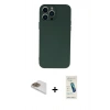 MARSİLYAN™- iPhone 13 Pro Max Kılıf Ahenk Serisi - Şeffaf Pasifik Cam Ekran Koruyucu + Pers Alüminyum Kamera Lens - GD