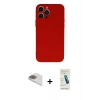 MARSİLYAN™- iPhone 13 Pro Max Kılıf Ahenk Serisi - Şeffaf Pasifik Cam Ekran Koruyucu + Pers Alüminyum Kamera Lens - GD