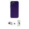 MARSİLYAN™- iPhone 13 Pro Max Kılıf Ahenk Serisi - Şeffaf Pasifik Cam Ekran Koruyucu + Rainbow Kamera Lens Koruma Cam - KI