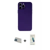 MARSİLYAN™- iPhone 13 Pro Max Kılıf Ahenk Serisi - Şeffaf Pasifik Cam Ekran Koruyucu + Rainbow Kamera Lens Koruma Cam - MI