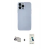 MARSİLYAN™- iPhone 13 Pro Max Kılıf Ahenk Serisi - Şeffaf Pasifik Cam Ekran Koruyucu + Rainbow Kamera Lens Koruma Cam - MR