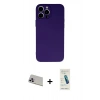 MARSİLYAN™- iPhone 13 Pro Max Kılıf Ahenk Serisi - Şeffaf Pasifik Cam Ekran Koruyucu + Rainbow Kamera Lens Koruma Cam - MR