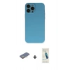 MARSİLYAN™- iPhone 13 Pro Max Kılıf Ahenk Serisi - Şeffaf Pasifik Cam Ekran Koruyucu + Renkli Kamera Lens Koruma Cam - SI