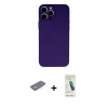 MARSİLYAN™- iPhone 13 Pro Max Kılıf Ahenk Serisi - Şeffaf Pasifik Cam Ekran Koruyucu + Renkli Kamera Lens Koruma Cam - SI