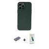 MARSİLYAN™- iPhone 13 Pro Max Kılıf Ahenk Serisi - Şeffaf Pasifik Cam Ekran Koruyucu + Renkli Kamera Lens Koruma Cam - TU