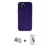 MARSİLYAN™- iPhone 13 Pro Max Kılıf Ahenk Serisi - Şeffaf Pasifik Cam Ekran Koruyucu + Rainbow Kamera Lens Koruma Cam - REGD