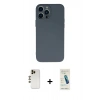 MARSİLYAN™- iPhone 13 Pro Max Kılıf Ahenk Serisi - Şeffaf Pasifik Cam Ekran Koruyucu + Shine Kamera Lens - GD