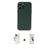 MARSİLYAN™- iPhone 13 Pro Max Kılıf Ahenk Serisi - Şeffaf Pasifik Cam Ekran Koruyucu + Shine Kamera Lens - GD