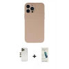 MARSİLYAN™- iPhone 13 Pro Max Kılıf Ahenk Serisi - Şeffaf Pasifik Cam Ekran Koruyucu + Shine Kamera Lens - GD