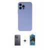 MARSİLYAN™- iPhone 13 Pro Max Kılıf Ahenk Serisi - Siyah 18D Cam Ekran Koruyucu + Neon Fosforlu Kamera Lens - BZ