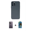 MARSİLYAN™- iPhone 13 Pro Max Kılıf Ahenk Serisi - Siyah 18D Cam Ekran Koruyucu + Neon Fosforlu Kamera Lens - BZ
