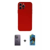 MARSİLYAN™- iPhone 13 Pro Max Kılıf Ahenk Serisi - Siyah 18D Cam Ekran Koruyucu + Neon Fosforlu Kamera Lens - BZ