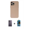 MARSİLYAN™- iPhone 13 Pro Max Kılıf Ahenk Serisi - Siyah 18D Cam Ekran Koruyucu + Neon Fosforlu Kamera Lens - BZ